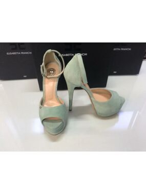 Elisabetta Franchi Mint Green Peep Toe Heels